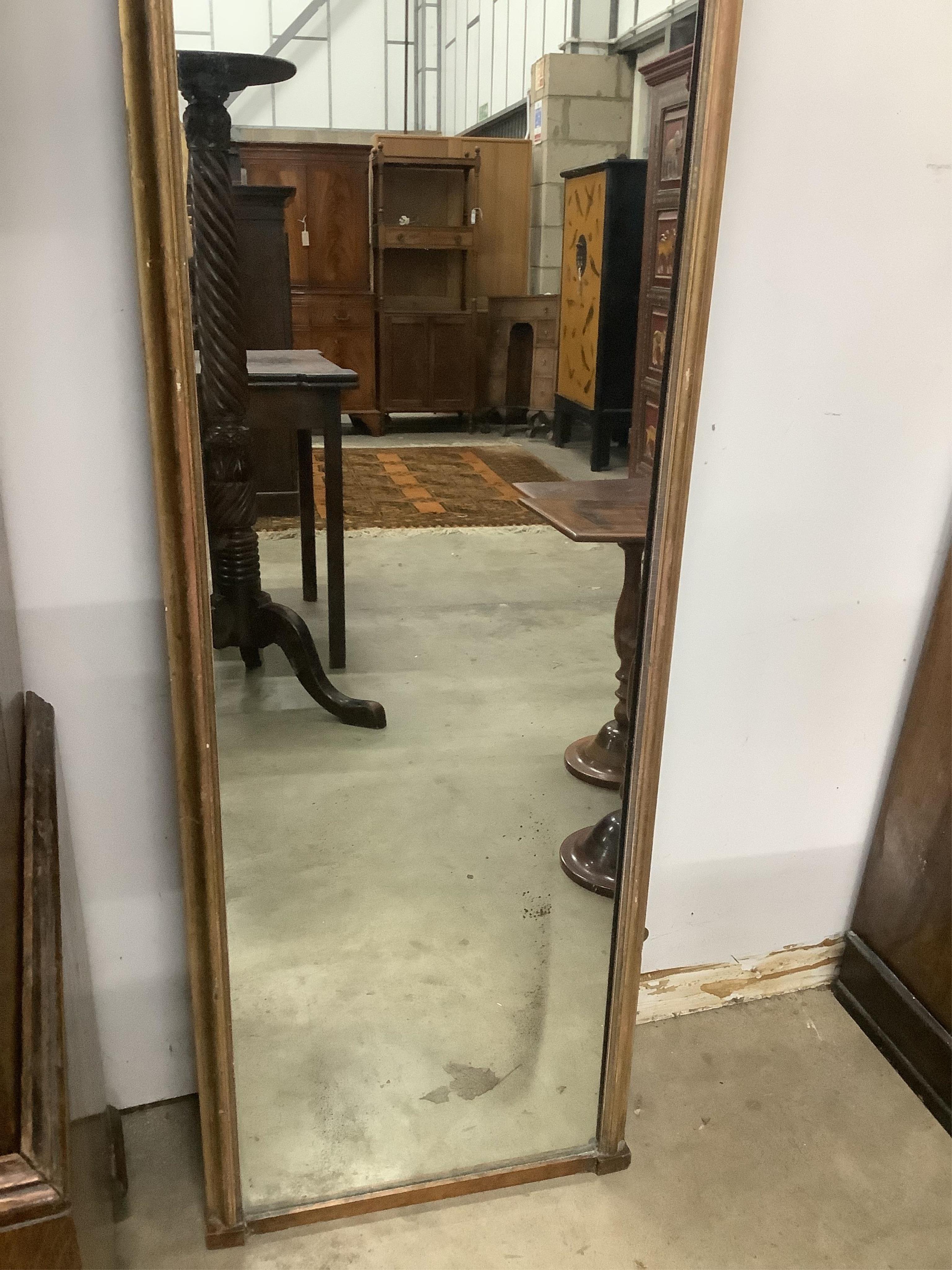 A Victorian rectangular giltwood robing mirror, width 46cm, height 216cm. Condition - fair